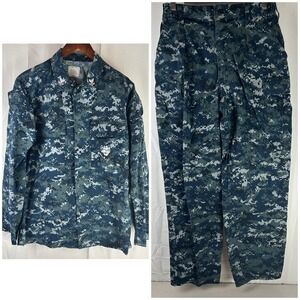 US Navy NWU Type I Uniform‎ Set Mens ST Blue Digital Camo Shirt Cargo Pants